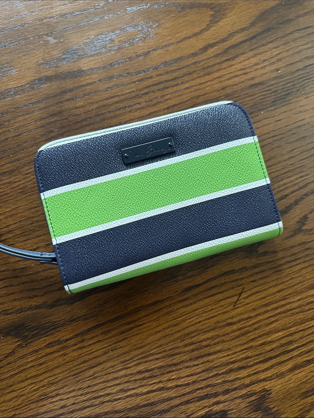 Ver Bradley Striped Green & Navy Wristlet Wallet